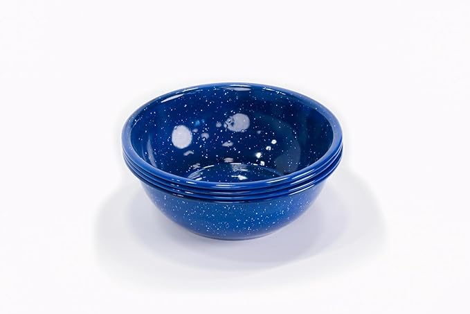 Enamelware for Camping and Backpacking - Cookware Gear Essentials for Camping and Backpacking (Made by Caddis Sports, Inc.) (6 Inch Bowl (8 Pack))