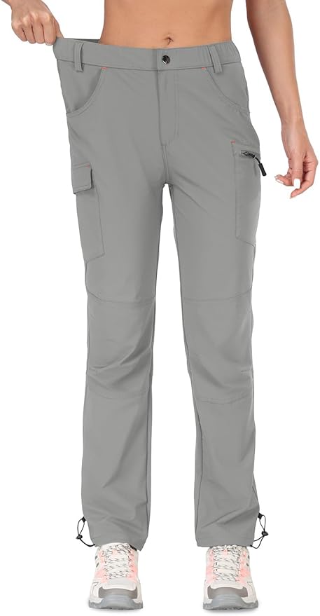 GymBrave Women's Hiking Cargo Pants Quick Dry Outdoor Camping Capris Water Resistant UPF 50 with Zipper Pockets