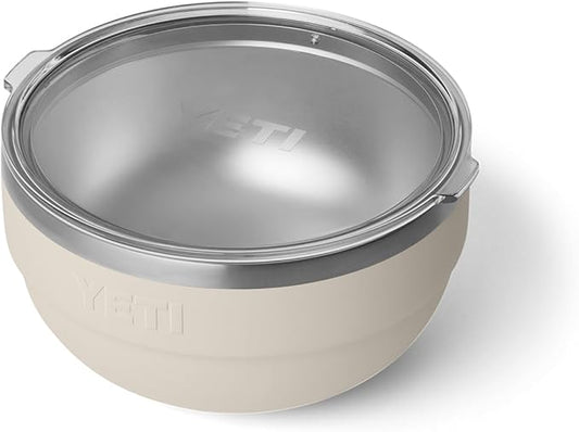 YETI Rambler Bowl, Vacuum Insulated, Stackable and Nestable Stainless Steel Bowl with Lid, 2 Quart, Cape Taupe