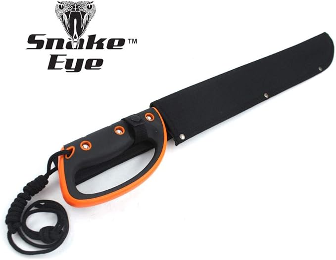 Snake Eye Tactical Full-Tang Machete – Heavy Duty Fixed Blade Survival Tool with Reinforced Nylon Sheath for Camping, Hunting, and Bushcraft