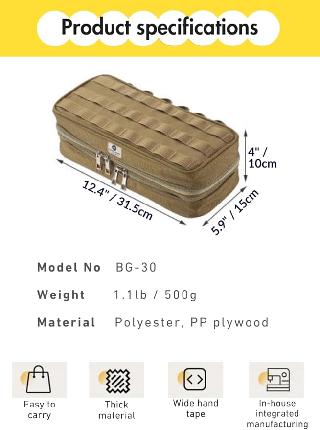 CAMPINGMOON MOLLE System Tactical Camping Gear Organizer Utility Tool Bag w PP Board Support Dual-Layer Rigid Storage Case Tent Stakes Tools