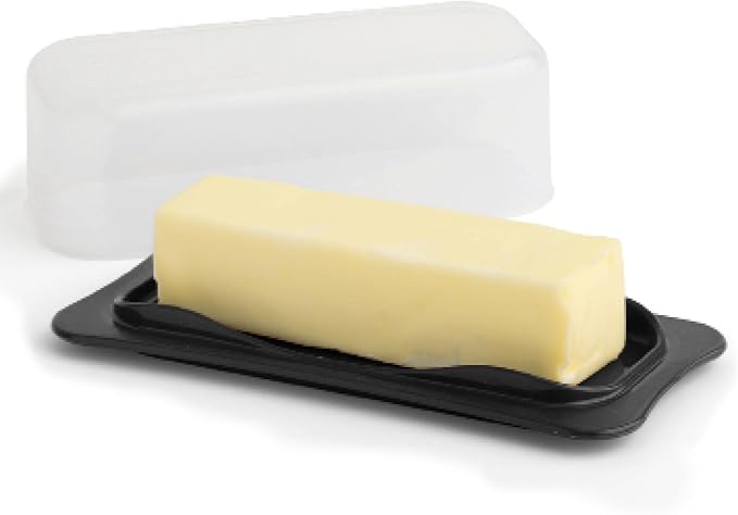 Signoraware Butter Dish with Lid -Butter Keeper Container with Clear Lid for Countertop, Frige- Durable Plastic, Unbreakable Standard Butter Dish Holder For Home, Camping, Multipurpose Bpa Free- Black