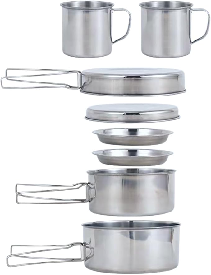 BeGrit Backpacking Camping Cookware Mini Picnic Camping Cooking Mess Kit with Pot and Pan Set for Hiking