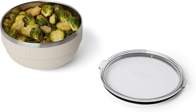 YETI Rambler Bowl, Vacuum Insulated, Stackable and Nestable Stainless Steel Bowl with Lid, 2 Quart, Cape Taupe