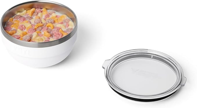 YETI Rambler Bowl, Vacuum Insulated, Stackable and Nestable Stainless Steel Bowl with Lid, 1 Quart, White