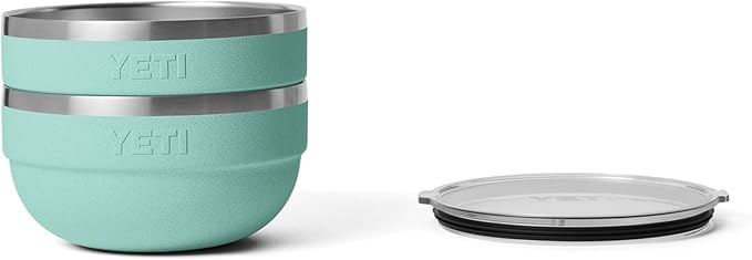 YETI Rambler Bowls, Vacuum Insulated, Stackable and Nestable Stainless Steel Bowl with Lid, 2 Quart, Sea Stone