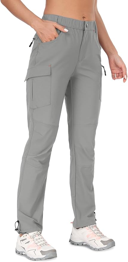 GymBrave Women's Hiking Cargo Pants Quick Dry Outdoor Camping Capris Water Resistant UPF 50 with Zipper Pockets
