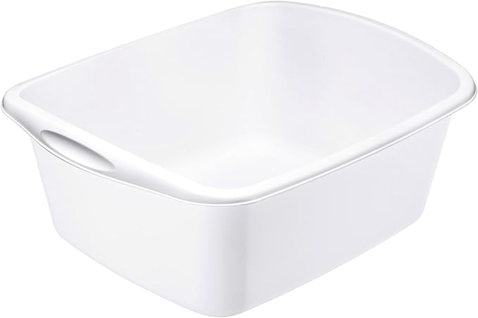 Tribello 2-Pack Dish Pans for Kitchen Sink, Plastic Tub Dishpan Wash Basin and Foot Bath for Soaking Feet, Wash Bucket for Washing and Storage Cleaning Supplies - 12 Quarts - Heavy Duty - (White)
