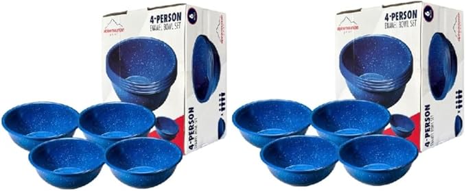 Enamelware for Camping and Backpacking - Cookware Gear Essentials for Camping and Backpacking (Made by Caddis Sports, Inc.) (6 Inch Bowl (8 Pack))