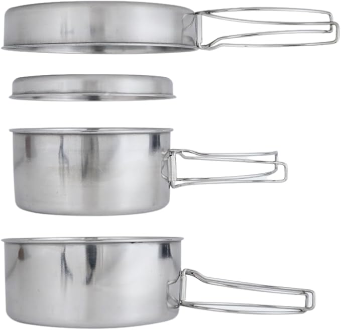 BeGrit Backpacking Camping Cookware Mini Picnic Camping Cooking Mess Kit with Pot and Pan Set for Hiking