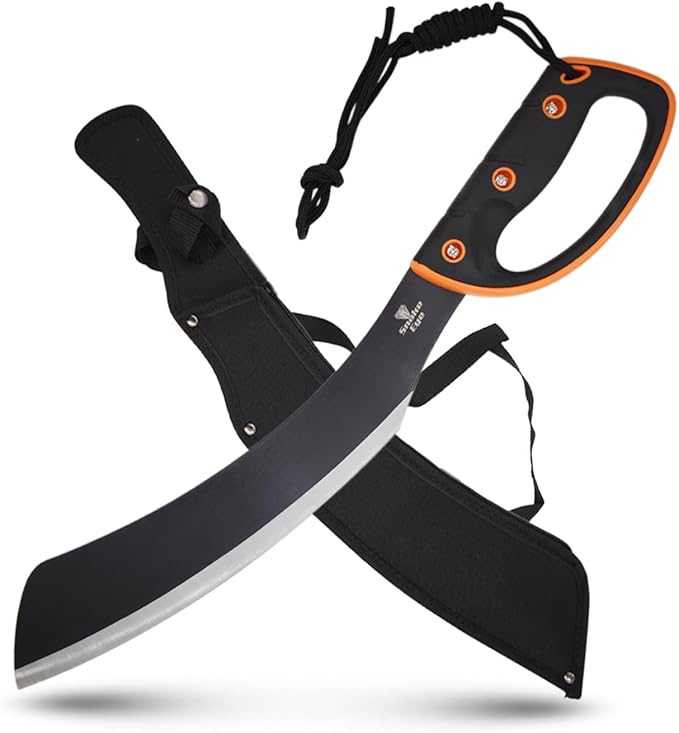 Snake Eye Tactical Full-Tang Machete – Heavy Duty Fixed Blade Survival Tool with Reinforced Nylon Sheath for Camping, Hunting, and Bushcraft