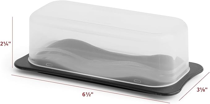 Signoraware Butter Dish with Lid -Butter Keeper Container with Clear Lid for Countertop, Frige- Durable Plastic, Unbreakable Standard Butter Dish Holder For Home, Camping, Multipurpose Bpa Free- Black