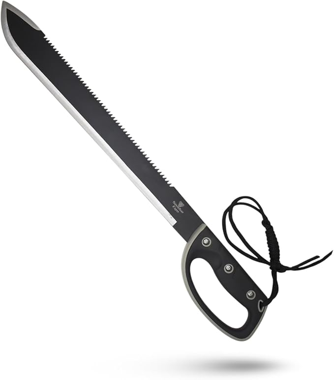Snake Eye Tactical Full-Tang Machete – Heavy Duty Fixed Blade Survival Tool with Reinforced Nylon Sheath for Camping, Hunting, and Bushcraft