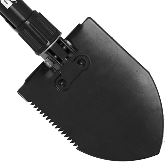 SOG Entrenching Tool- 18.25 Inch Folding Survival Shovel with Wood Saw Edge and Tactical Shovel Carry Case- Black (F08-N)