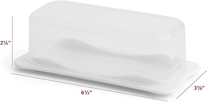 Signoraware Butter Dish with Lid -Butter Keeper Container with Clear Lid for Countertop, Frige- Durable Plastic, Unbreakable Standard Butter Dish Holder For Home, Camping, Multipurpose Bpa Free- White
