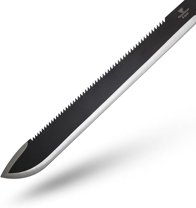 Snake Eye Tactical Full-Tang Machete – Heavy Duty Fixed Blade Survival Tool with Reinforced Nylon Sheath for Camping, Hunting, and Bushcraft