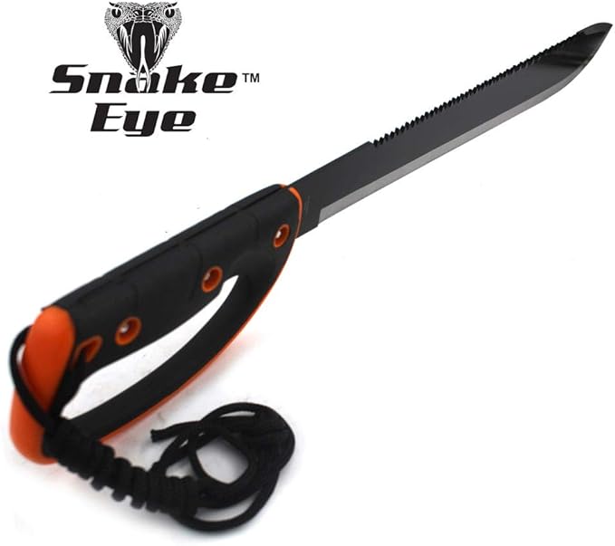 Snake Eye Tactical Full-Tang Machete – Heavy Duty Fixed Blade Survival Tool with Reinforced Nylon Sheath for Camping, Hunting, and Bushcraft