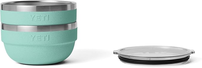 YETI Rambler Bowls, Vacuum Insulated, Stackable and Nestable Stainless Steel Bowl with Lid, 1 Quart, Sea Stone
