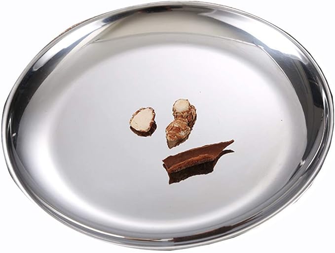 Steel Plates 2 Set 8 Inch Metal Round Dinner Plate Dishes for Serving/Snack/Camping, Dishwasher Safe Metal Dinner Plate