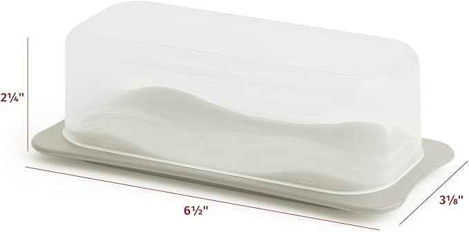 Signoraware Butter Dish with Lid -Butter Keeper Container with Clear Lid for Countertop, Frige- Durable Plastic, Unbreakable Standard Butter Dish Holder For Home, Camping, Multipurpose Bpa Free- Grey
