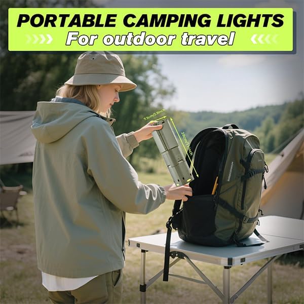 SakerPlus Portable Camping Light, 14000mAh Telescopic Camping Lantern with Rechargeable Power Supply, Dimmable Magnetic Tent Lamps 6000 Lumen Outdoor Work Lights for Hiking,Camping,Home Emergency
