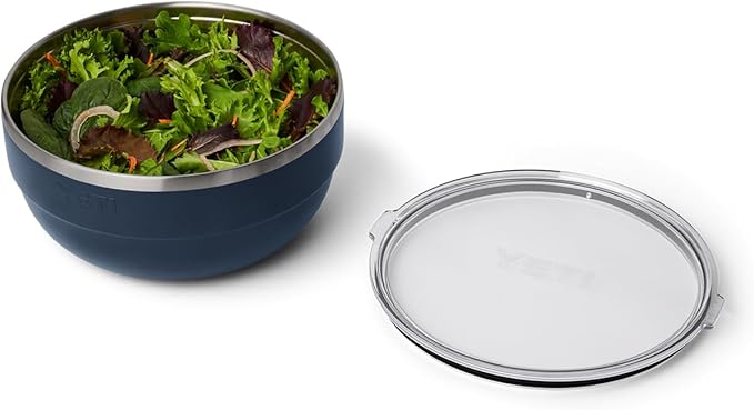 YETI Rambler Bowl, Vacuum Insulated, Stackable and Nestable Stainless Steel Bowl with Lid, 4.5 Quart, Navy