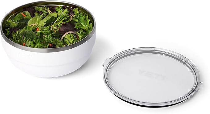 YETI Rambler Bowl, Vacuum Insulated, Stackable and Nestable Stainless Steel Bowl with Lid, 4.5 Quart, White