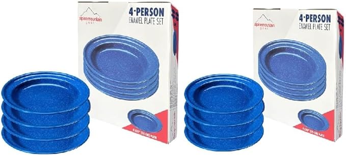 Enamelware for Camping and Backpacking - Cookware Gear Essentials for Camping and Backpacking (Made by Caddis Sports, Inc.) (10 Inch Plate (8 Pack))
