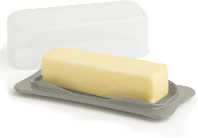 Signoraware Butter Dish with Lid -Butter Keeper Container with Clear Lid for Countertop, Frige- Durable Plastic, Unbreakable Standard Butter Dish Holder For Home, Camping, Multipurpose Bpa Free- Grey