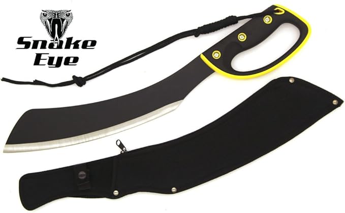 Snake Eye Tactical Full-Tang Machete – Heavy Duty Fixed Blade Survival Tool with Reinforced Nylon Sheath for Camping, Hunting, and Bushcraft