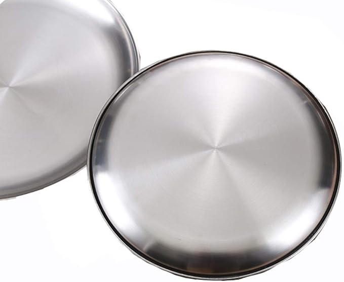 Stainless Steel Plates 2 Set Metal Dinner Dishes 10 Inch Reusable Dinner Plates Great for Picnic,Outdoor Camping,BBQ plate,Steak plate,Shatterproof Dishwasher Safe