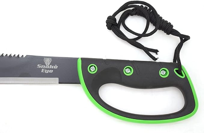 Snake Eye Tactical Full-Tang Machete – Heavy Duty Fixed Blade Survival Tool with Reinforced Nylon Sheath for Camping, Hunting, and Bushcraft
