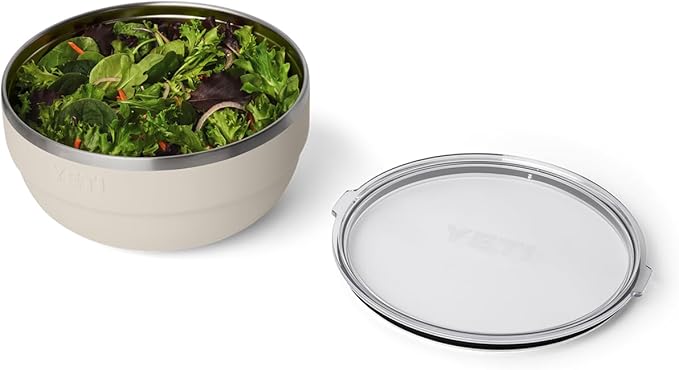 YETI Rambler Bowl, Vacuum Insulated, Stackable and Nestable Stainless Steel Bowl with Lid, 4.5 Quart, Cape Taupe