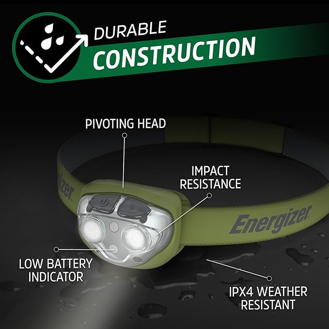 Energizer PRO-400 Headlamp Rechargeable (2-Pack), IPX4 Water Resistant Rechargeable Headlamp, Ultra Bright Multiple Light Modes Head Lamp, Camping, Running, Outdoors, Emergency Light, USB Included
