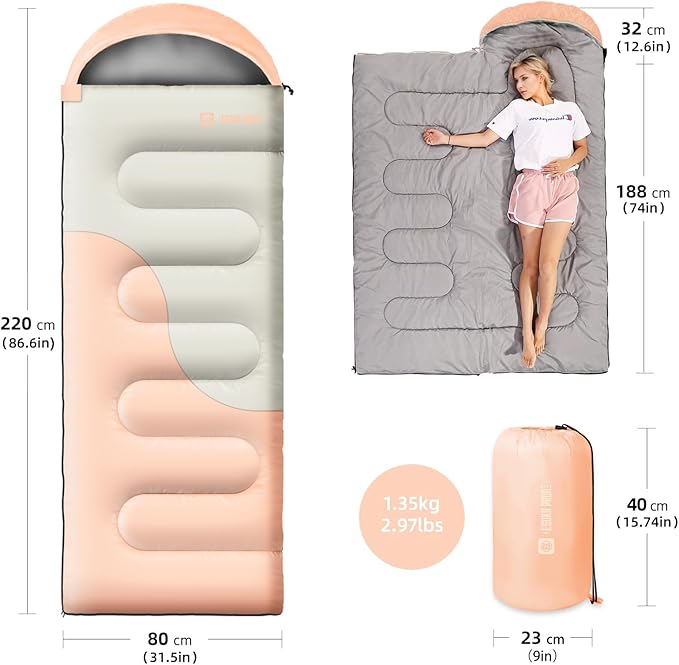 Sleeping Bags for Adults&Kids,Lightweight Waterproof Warm Weather Sleeping Bag,Compact Portable Sleeping Bag for Camping,Essentials Gear for Camping Hiking Outdoor Travel