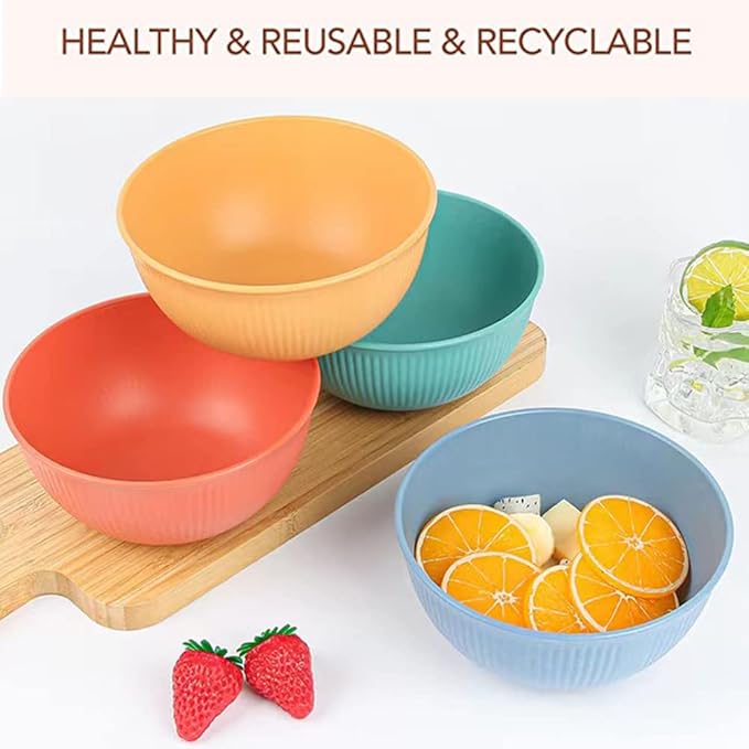 LRUUIDDE Unbreakable Cereal Bowls 24 oz -Reusable Wheat Straw Fiber Lightweight Bowls Set - Dishwasher & Microwave Safe - Perfect for Snacks,Cereal, Ice Cream,Soup, Rice Bowls 4 Pack