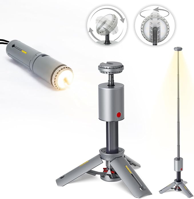 Telescopic Camping Light - 10000mAh Rechargeable Lantern with Magnetic Base & 36" Extendable Pole, IPX6 Waterproof Tent Lamp, 520LM Dual Color & SOS Mode for Hiking, Work