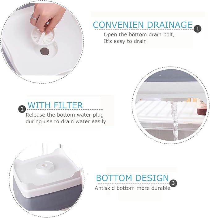 MontNorth Collapsible Basin Bucket,9L Collapsible Dishpan with Drain Plug for Kitchen Sink,5L Portable Foldable Small Plastic Water Supplies for Outdoor Garden Camping Fishing Car Wash(Sets of 2)