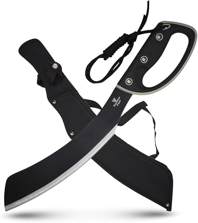 Snake Eye Tactical Machete, Full-Tang Fixed Blade with Sheath – Outdoor Camping, Hunting, Fishing & Survival Tool (Grey)