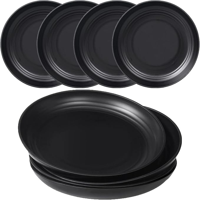 Wheat Straw Plates Set of 4, Unbreakable 8 Inch Reusable Dinner & Salad Plates, Dishwasher & Microwave Safe, Lightweight for Camping/Kitchen