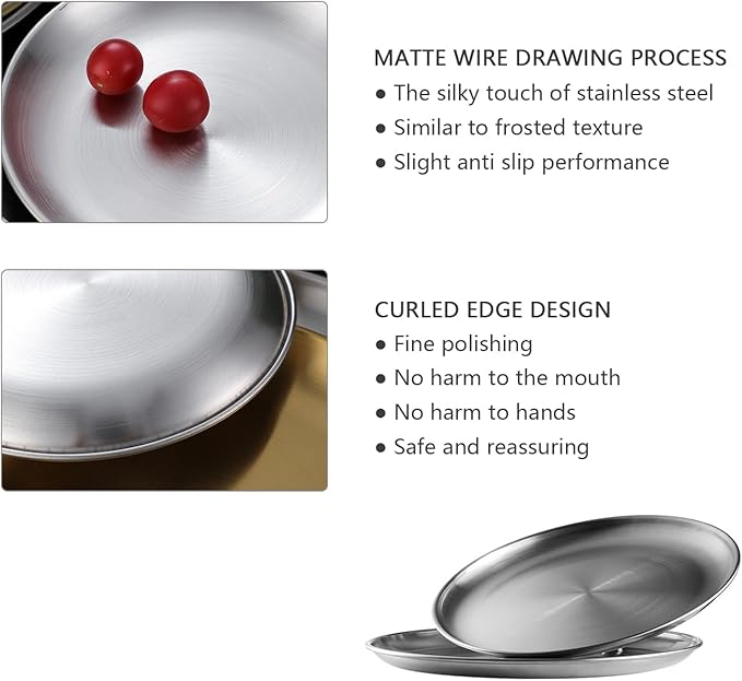 Small Stainless Steel Plates,5 Pcs 5.5 Inchs Dinner Dishes Plates Camping Plate,Perfect for Snack Candy Cake Dessert Fruit Camping Etc Reusable and Dishwasher Safe (5, 5.5 inches)