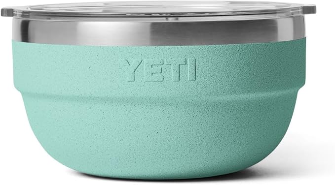 YETI Rambler Bowls, Vacuum Insulated, Stackable and Nestable Stainless Steel Bowl with Lid, 1 Quart, Sea Stone