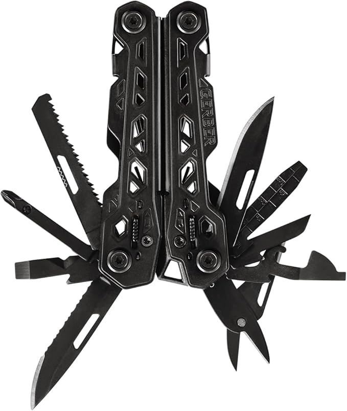 Gerber Gear Truss Multitool, Gifts for Men, 17-in-1 EDC Needle Nose Pliers, includes Pocket Knife, Screwdriver, and Bottle Opener Accessories, Fishing and Camping Gear, Black