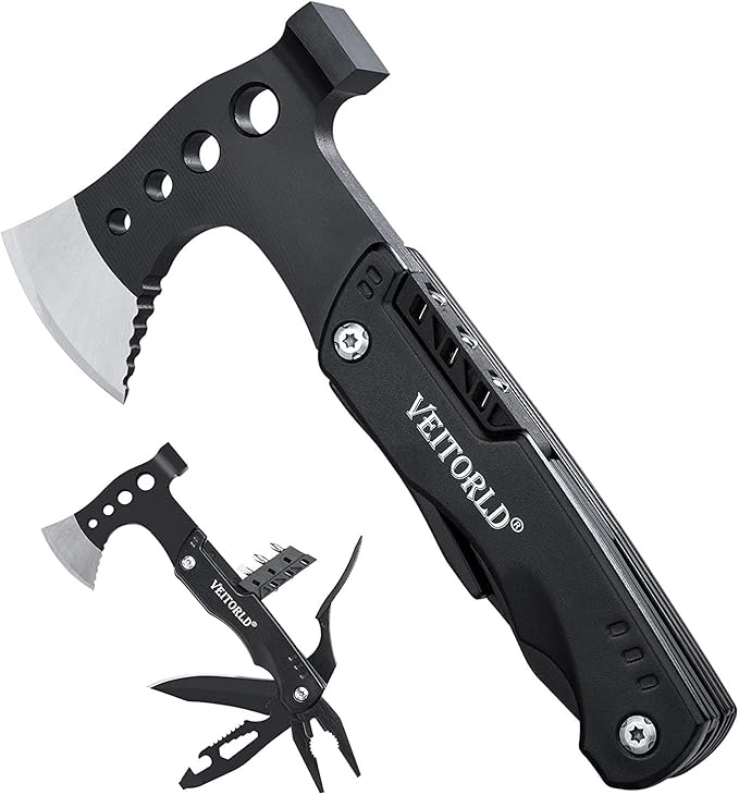 VEITORLD Fathers Day, Gifts for Men Dad Husband from Daughter Son, Survival Gear and Equipment, Multitool Axe Hammer Camping Accessories, Unique Hunting Fishing Gift Ideas for Him Boyfriend Grandpa