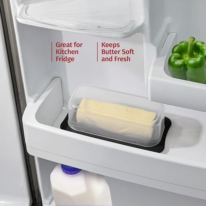 Signoraware Butter Dish with Lid -Butter Keeper Container with Clear Lid for Countertop, Frige- Durable Plastic, Unbreakable Standard Butter Dish Holder For Home, Camping, Multipurpose Bpa Free- Black