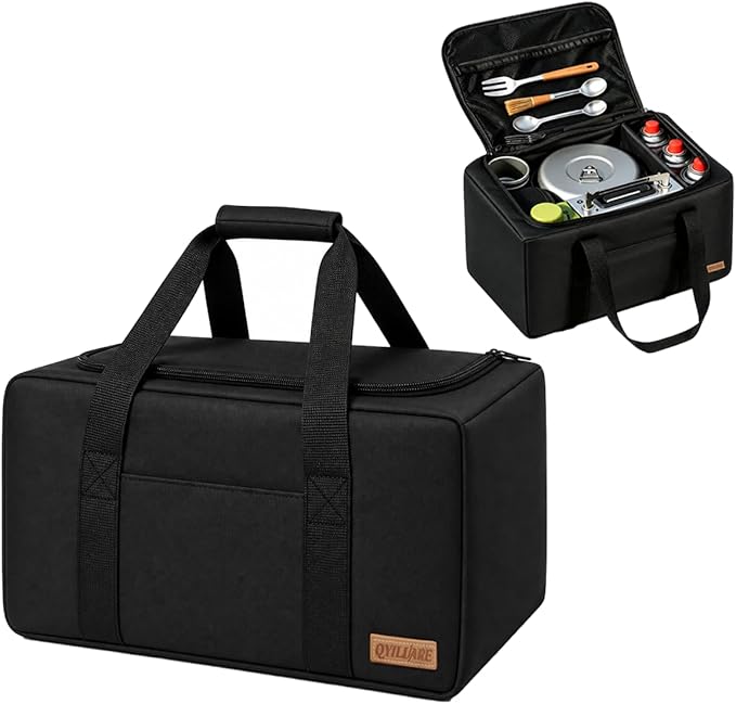 Camping Kitchen Storage Bag, 28L Water-Resistant Outdoor Camping Cookware Organizer for Camping Utensils,Cookware,BBQ Essentials & Portable Propane Camping Stove
