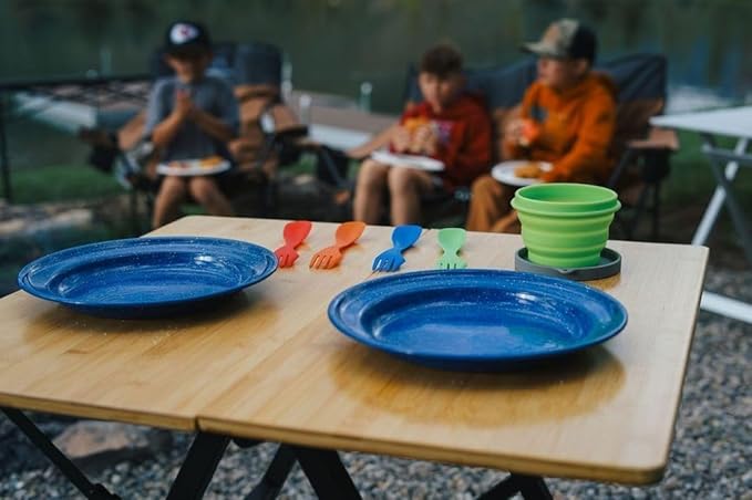 Enamelware for Camping and Backpacking - Cookware Gear Essentials for Camping and Backpacking (Made by Caddis Sports, Inc.) (10 Inch Plate (8 Pack))