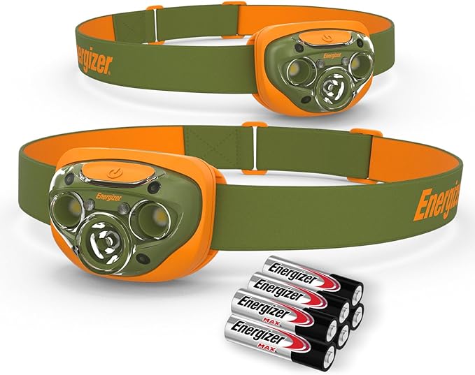 Energizer LED Headlamp PRO (2-Pack), IPX4 Water Resistant Headlamps, High-Performance Head Light for Outdoors, Camping, Running, Storm, Survival LED Light for Emergencies (Batteries Included)