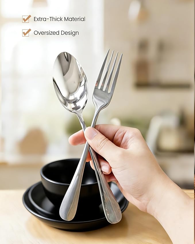24 Piece Plates and Bowls Sets for 4- Unbreakable Wheat Straw Dinnerware Sets Includes Stainless Steel Forks for Picnic Camping Outdoor Kitchen and Apartment Dinning RV Essentials-Black
