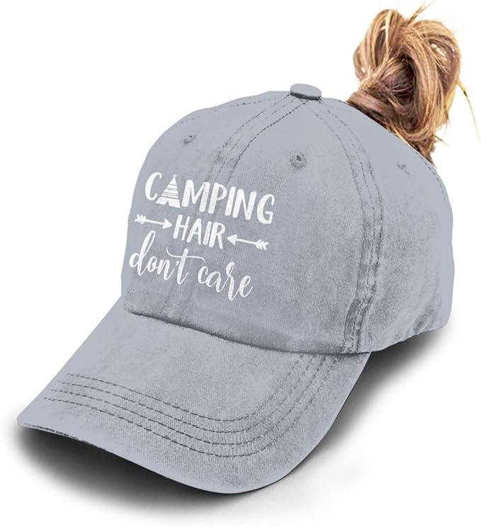 Unisex Camping Hair Don't Care Vintage Adjustable Baseball Cap Denim Dad Hat